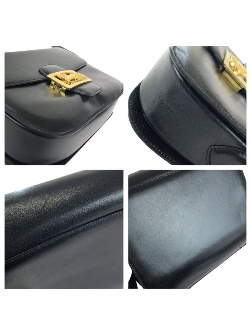 Celine Vintage Horse Carriage Black Gold Leather Shoulder - Picture 5 of 9